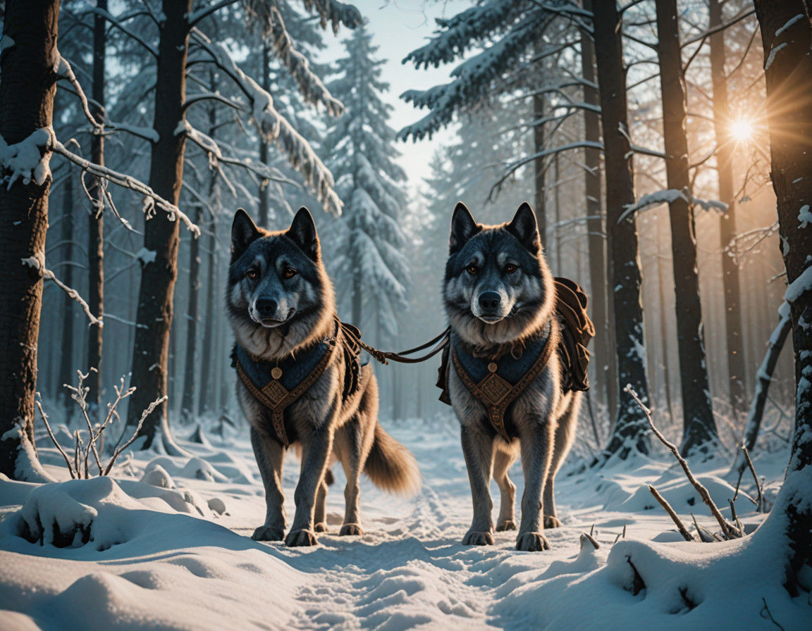Viking Warrior Stands Guard in Winter Wonderland