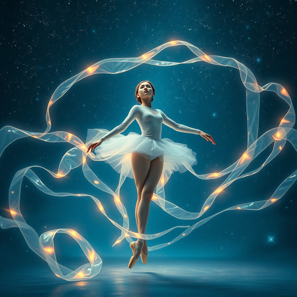 Ballerina in Ethereal Starry Vortex: Fantasy Art