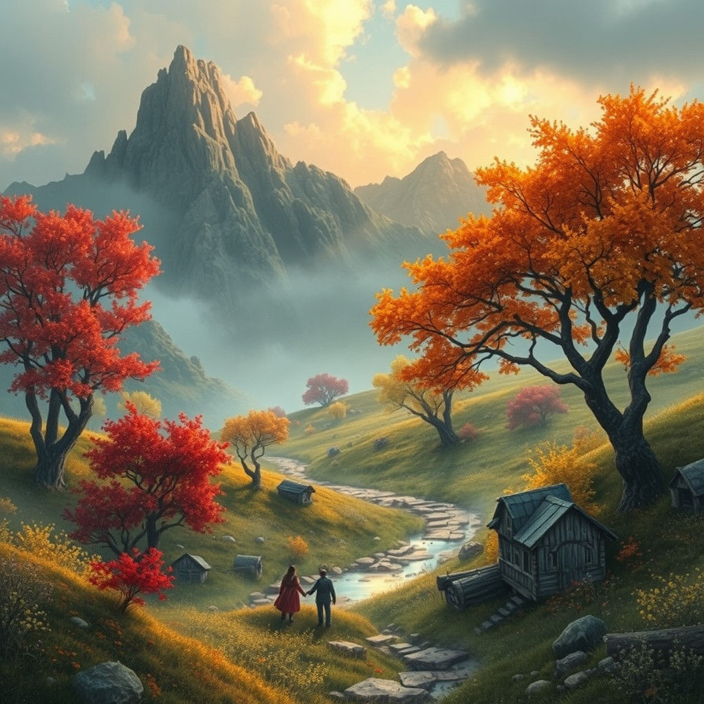 Autumnal Fantasy Landscape with Golden Promise