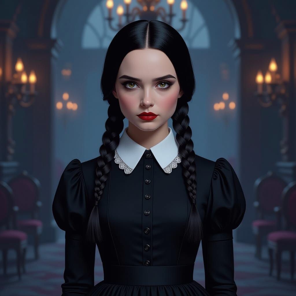 Wednesday Addams in Gothic Ballroom Dance Dress