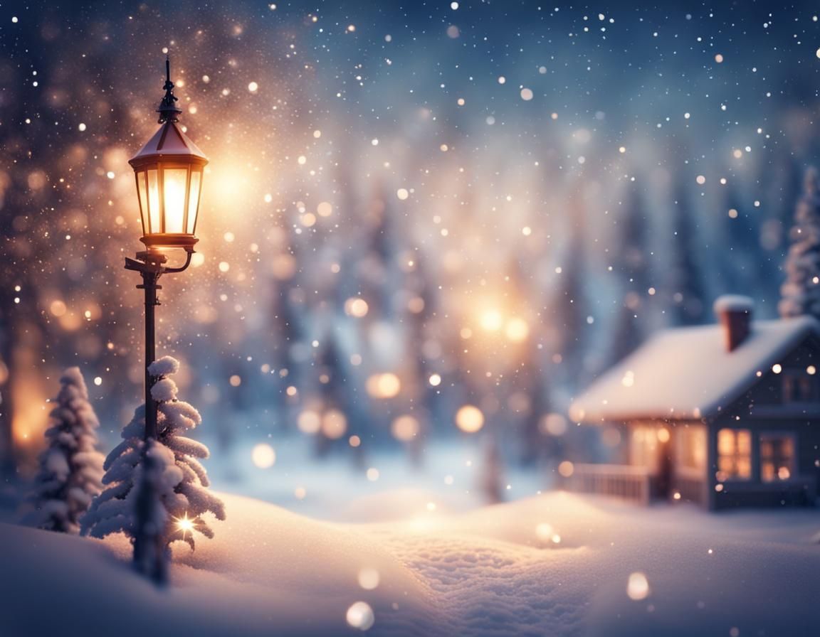 Mystic Christmas Scenery with Glittery Snow