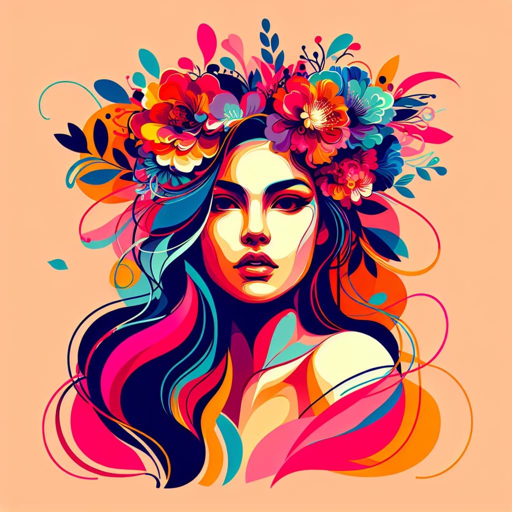 Vibrant Enchantress in Floral Crown