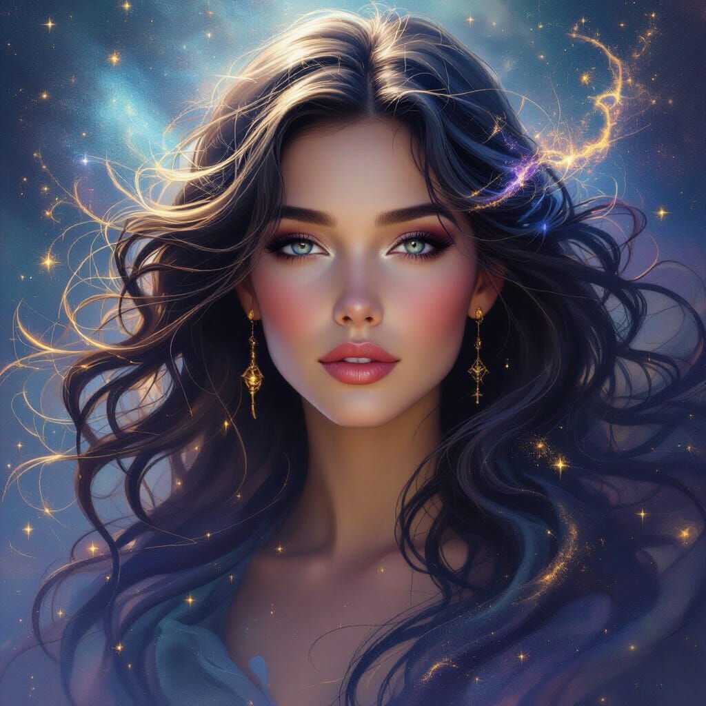 Alexis: Ethereal Goddess Portrait in Cosmic Style