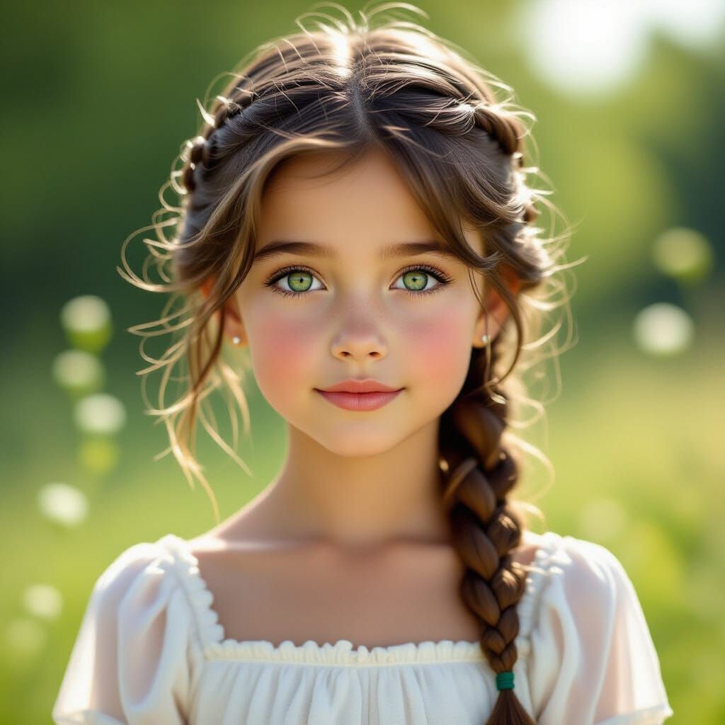 Girl with Green Eyes in Art Nouveau Style