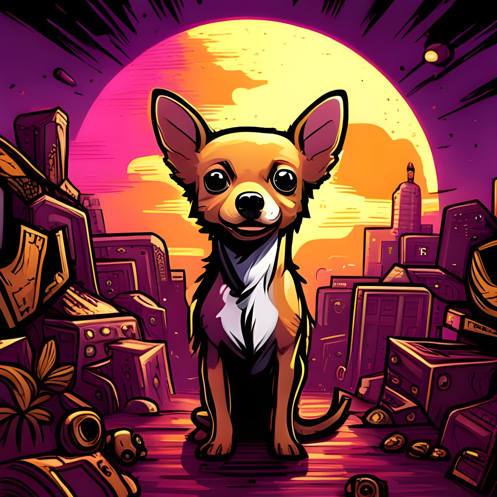 Monumental Chihuahua Dog in Cybergrunge Style