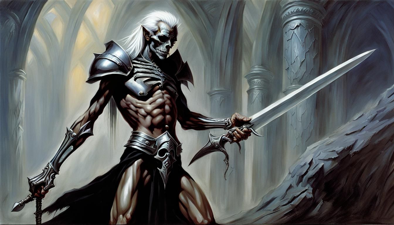 Dark Elf Warrior in Skeleton Armor