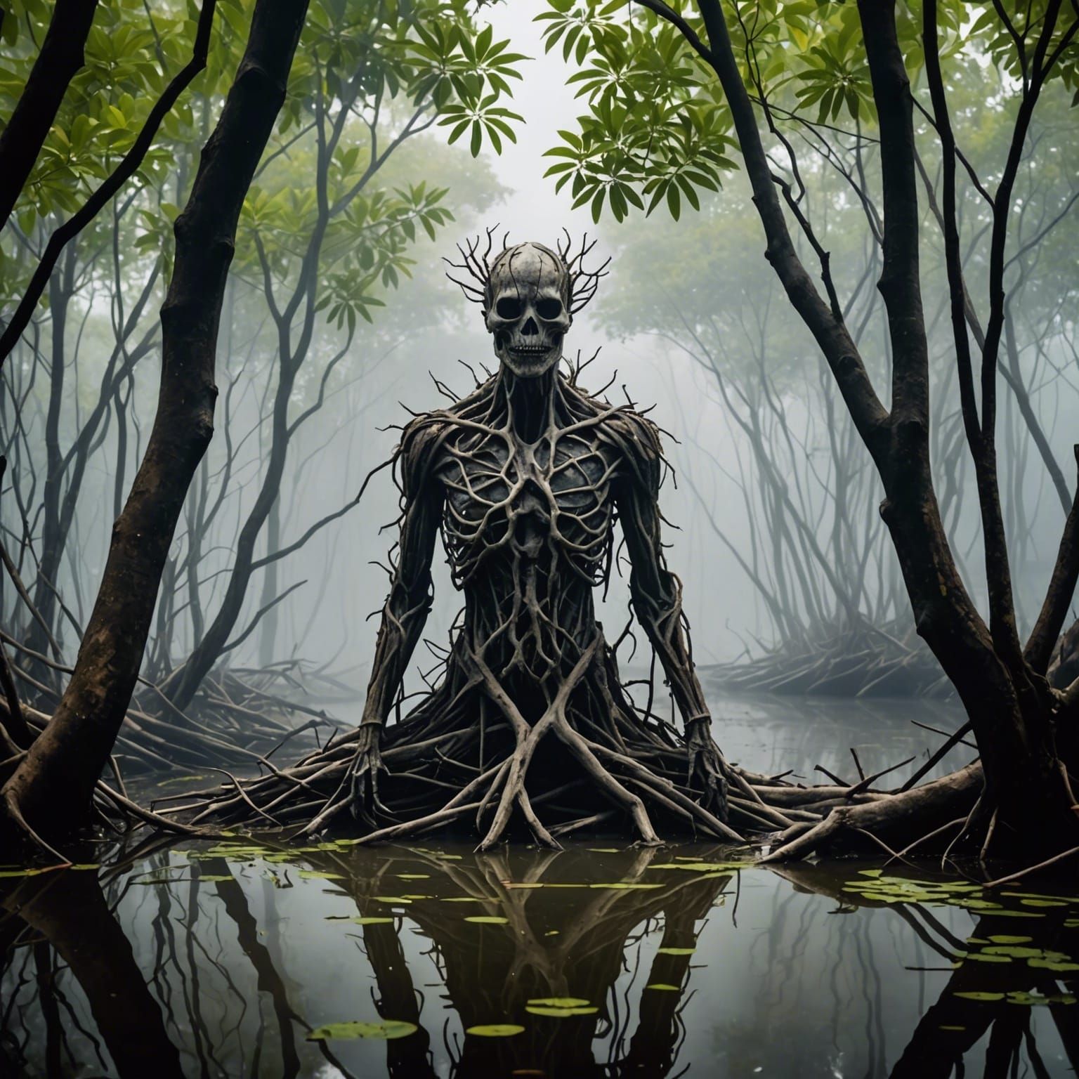 Ethereal Nightmare Creature in Misty Mangrove Forest