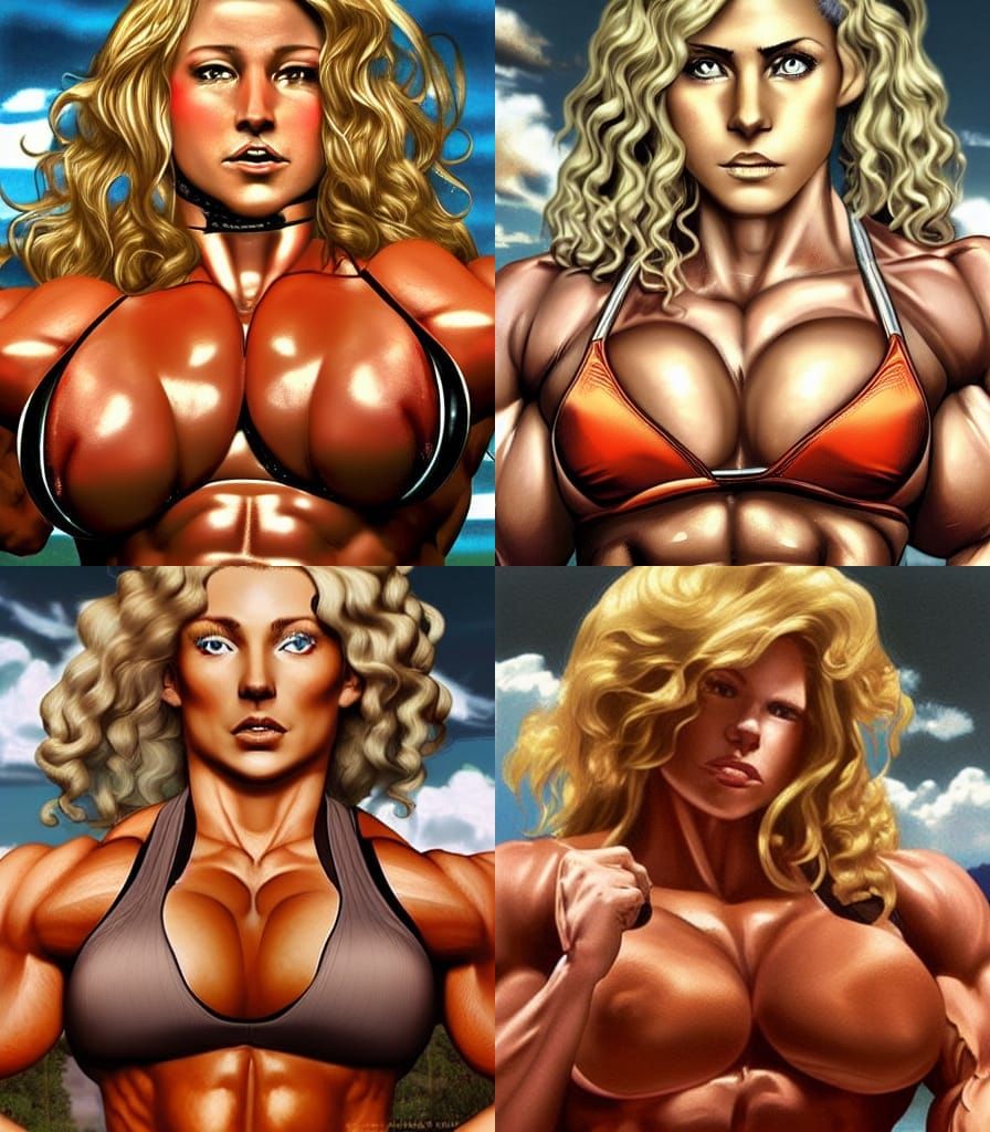 Female Muscle Competitor in Realistic Anime Art