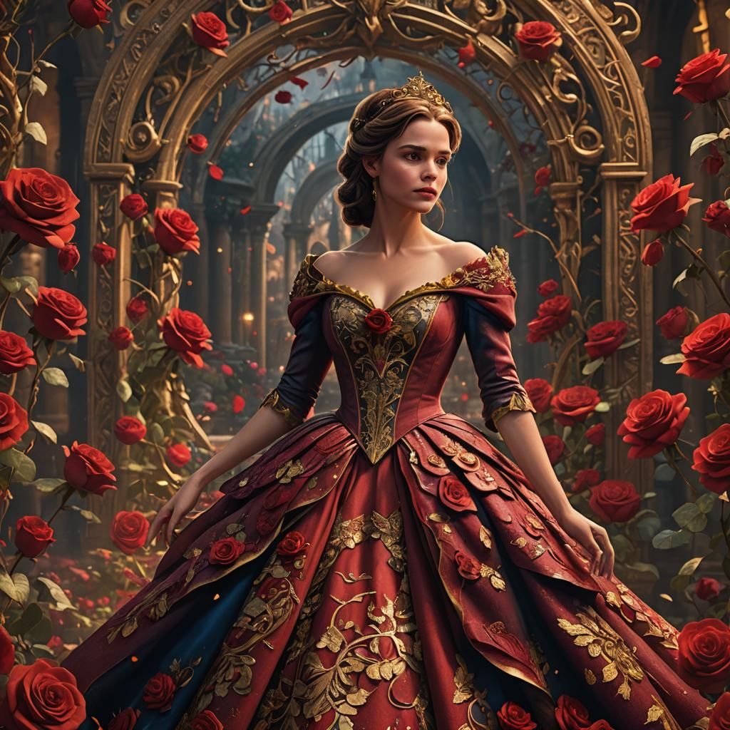 Belle in Rose Dress: Fantasy Concept Art