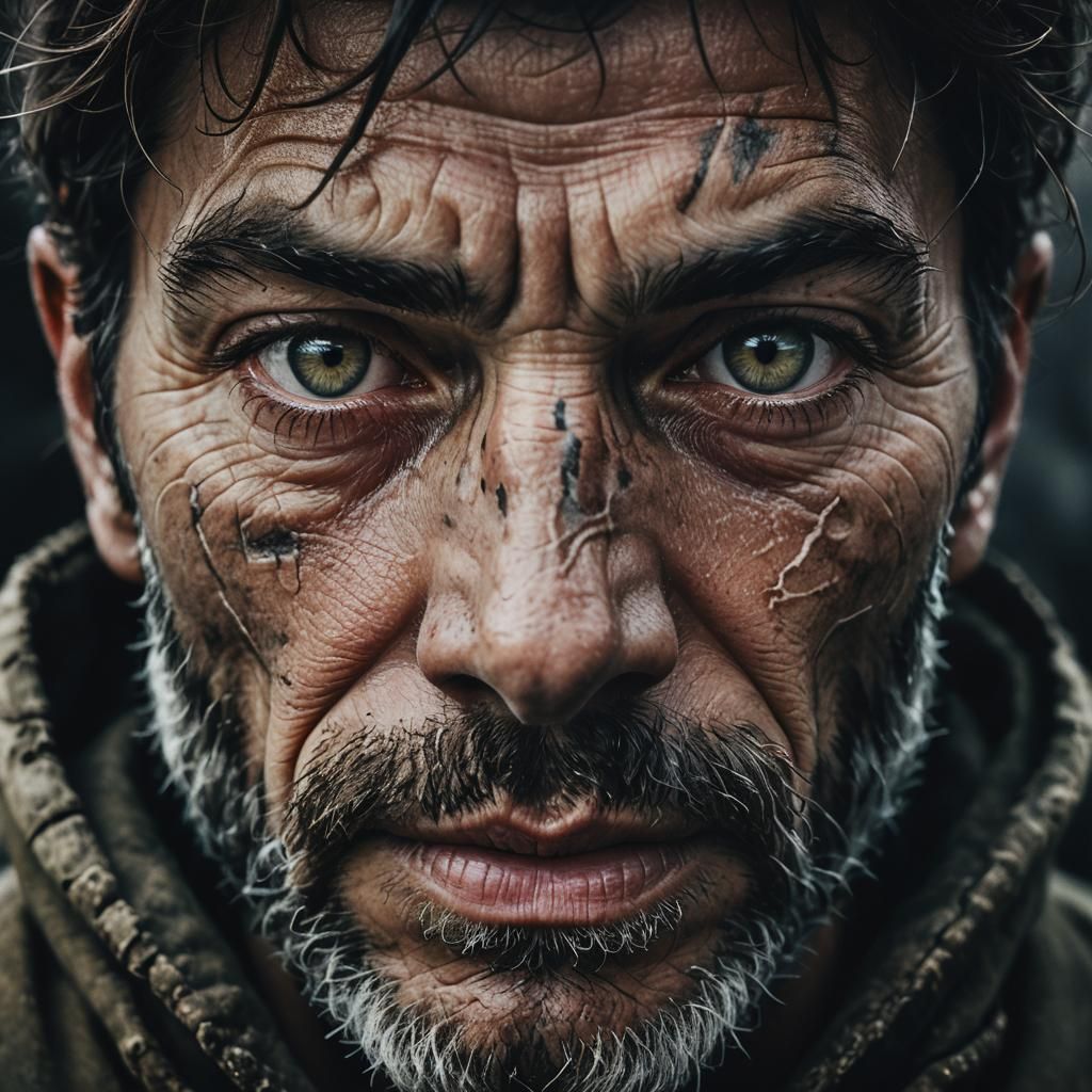 Atlas Holds Earth: Stark Realism Digital Portrait