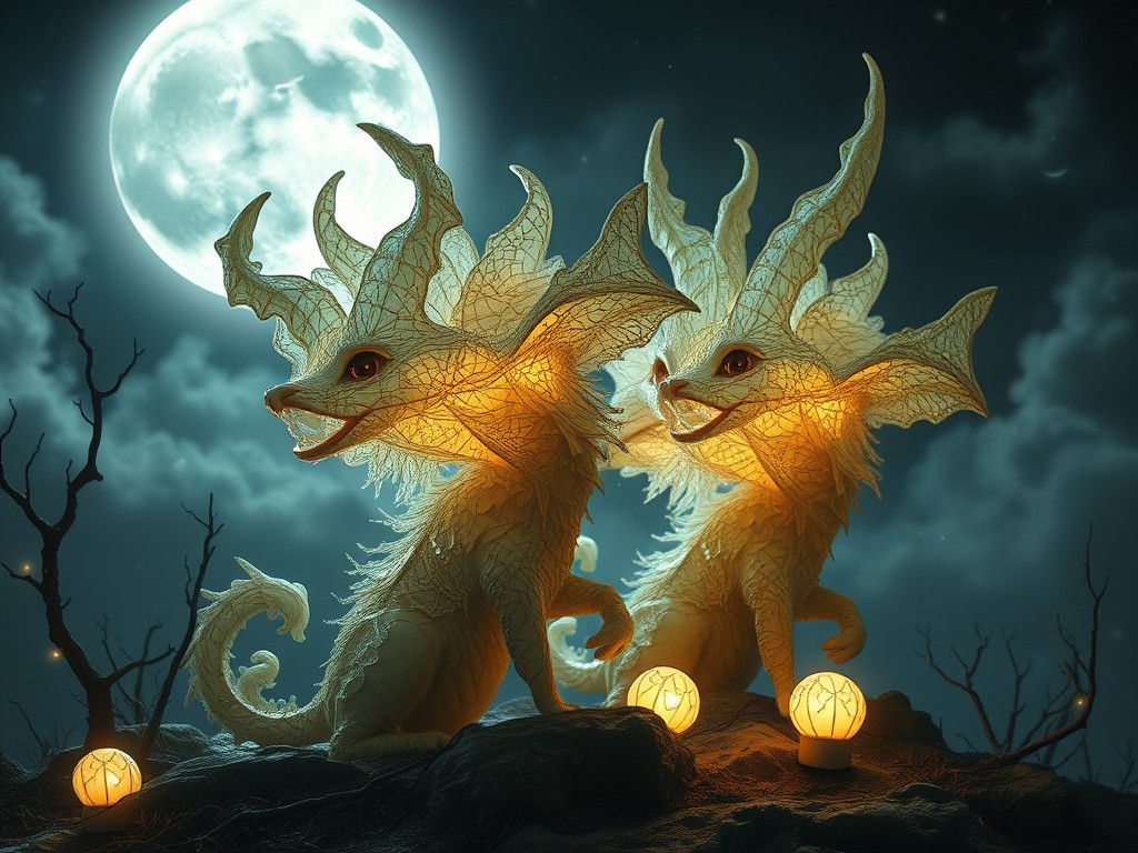 Diaphanous Creatures in Moonlit Hyperborea