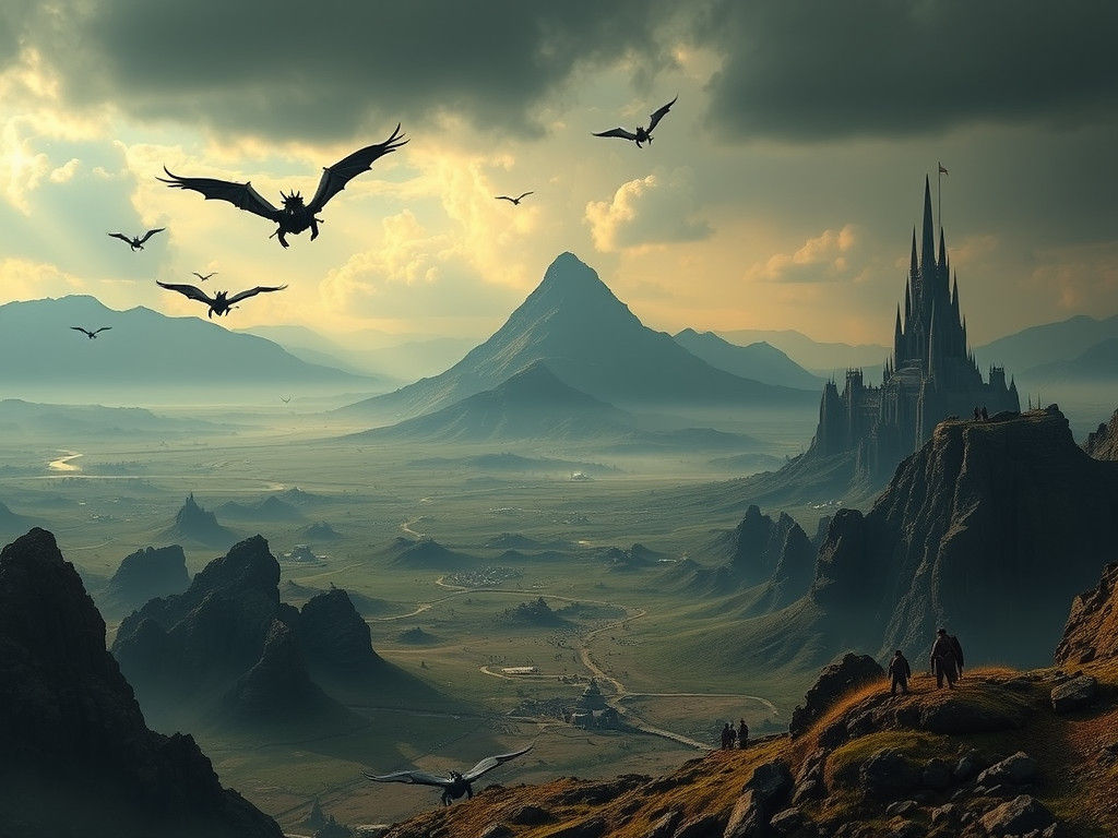 Mordor Skyline with Sauron's Tower in Epic Style