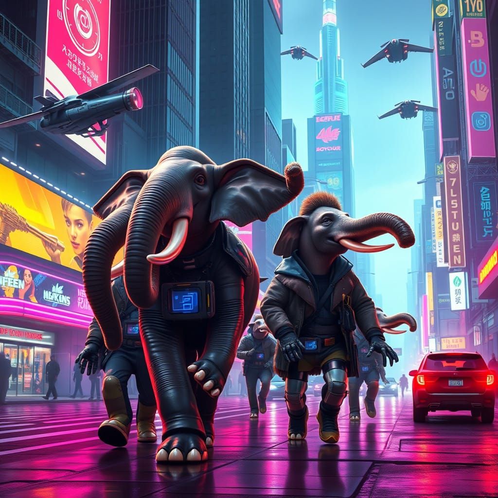 Hyperrealistic Futuristic Scene of Anthropomorphic Trunk Ani...