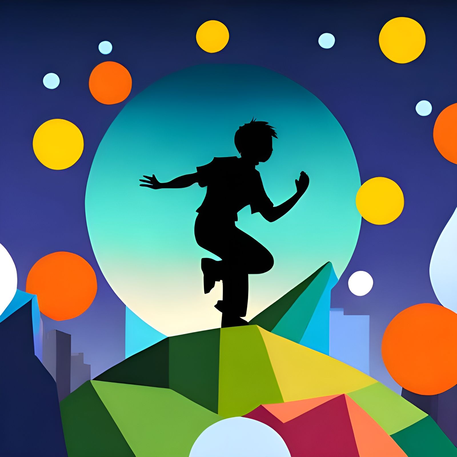 Silhouette of Youth Surrounded by Childhood Memories