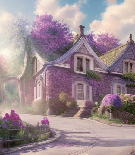 London Townhouse with Climbing Flowers, Hyperdetailed