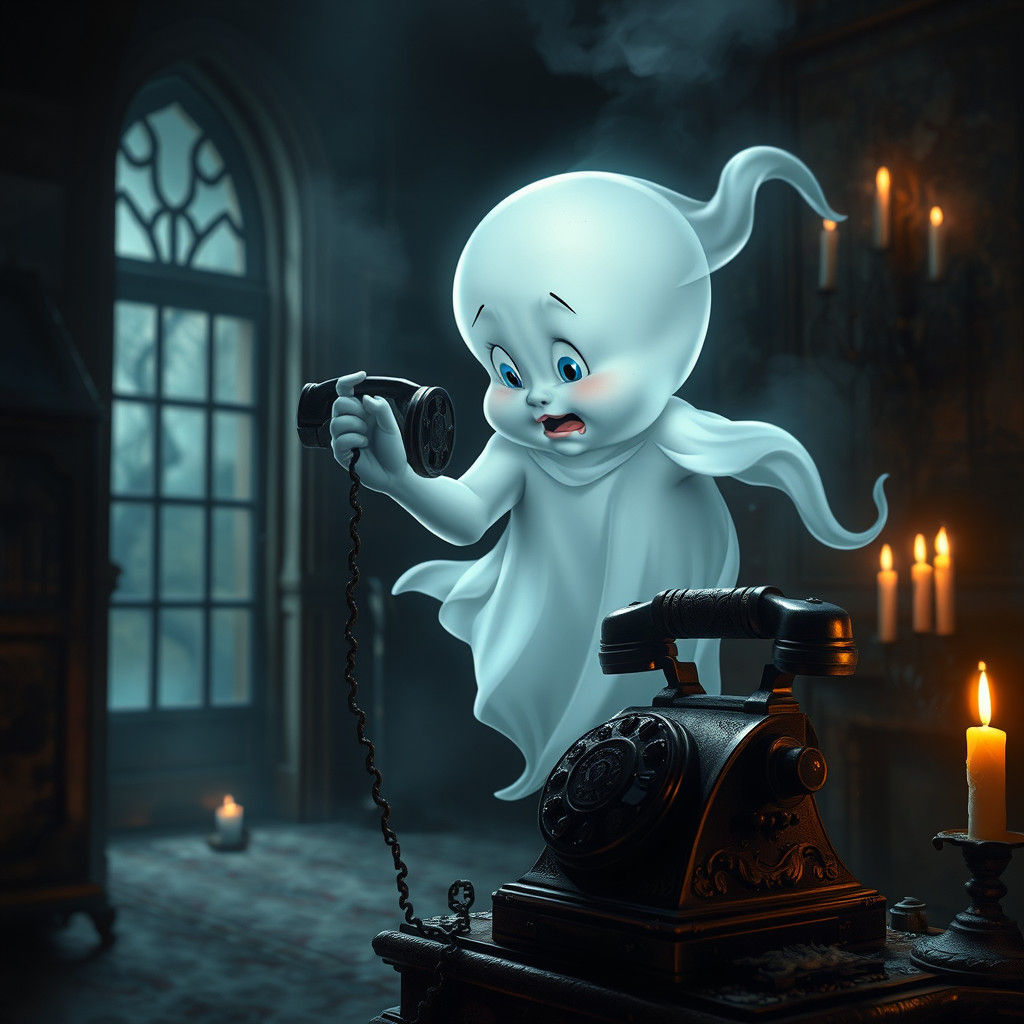 Ethereal Ghost and Tangled Phone in Abandoned House