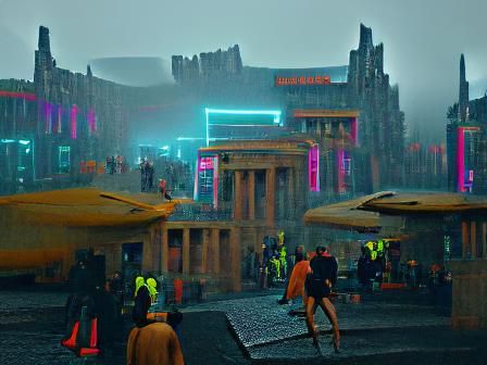 Cyberpunk Edinburgh: Flying Cars in Rainy Night