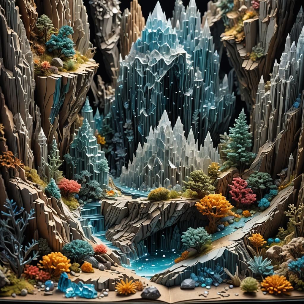 Hyperrealistic Pop-Up Books Displaying Minerals and Crystals