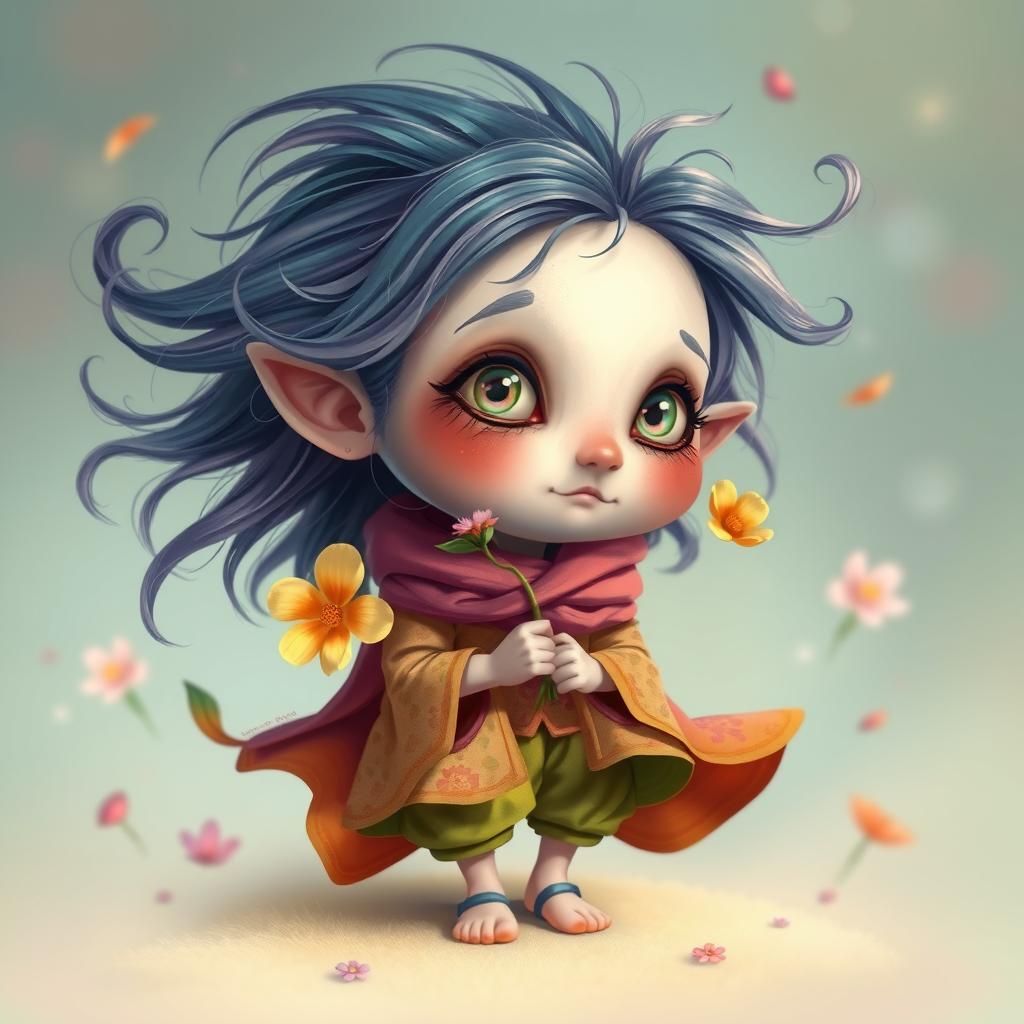 Whimsical Character in Surreal Dreamscape