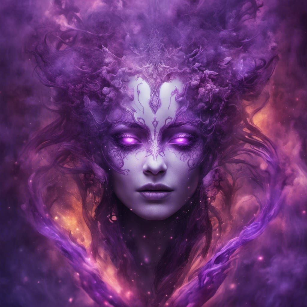 Succubus in Purple Mist Digital Matte Painting