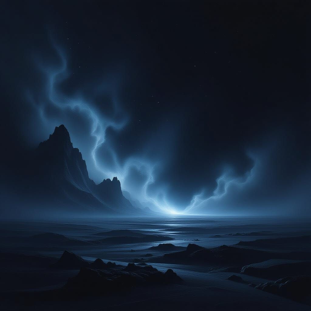 Cosmic Horror Abyss in Deep Indigo and Obsidian