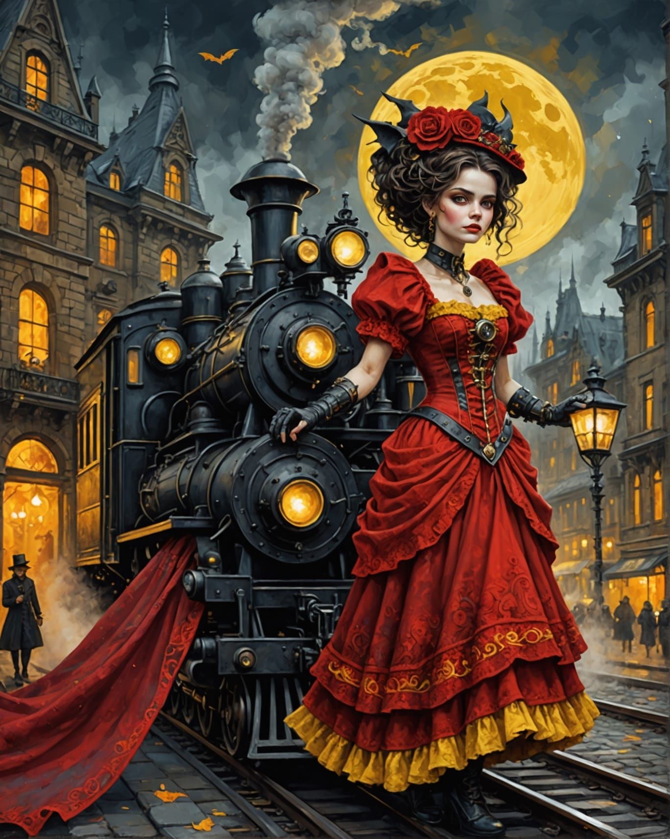 Steampunk Halloween Gargoyle in Klimt Crochet Style