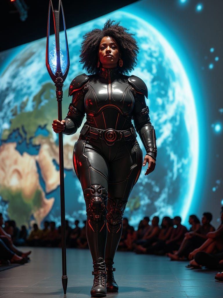 African Leader Empowered by Futuristic Armor