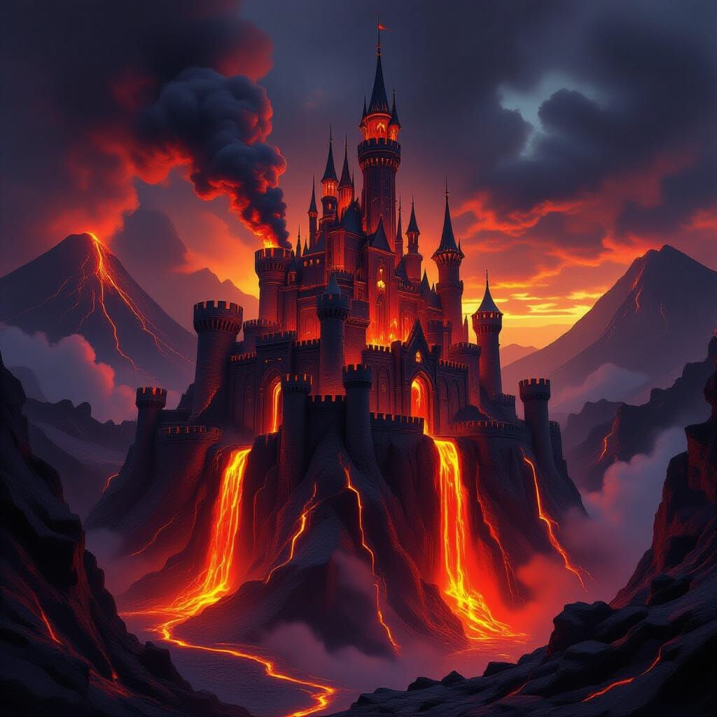 Epic Lava Castle in Active Volcano Caldera