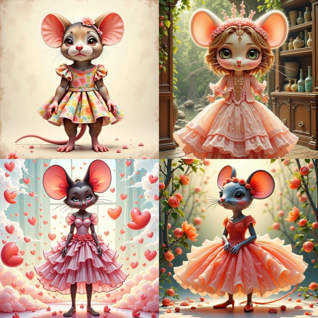 Mouse in Dress with Human-like Body