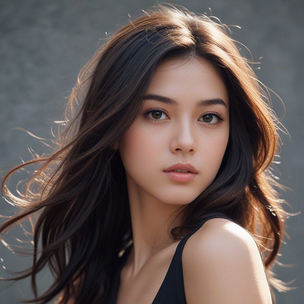 Elegant Woman Portrait in Hyper-Stylized Digital Art