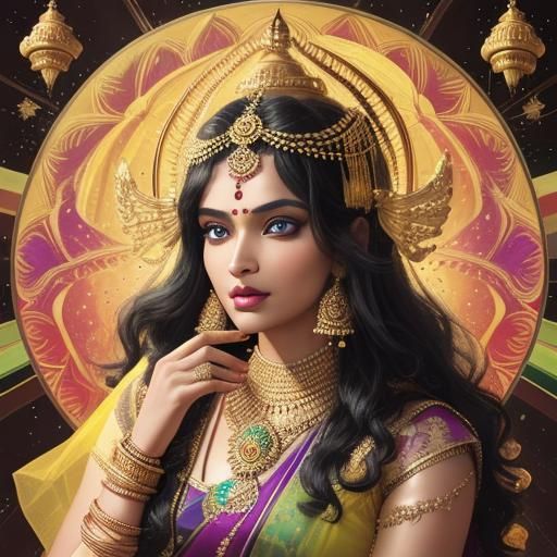 Goddess Lakshmi in Heaven, Hyperrealistic Vision