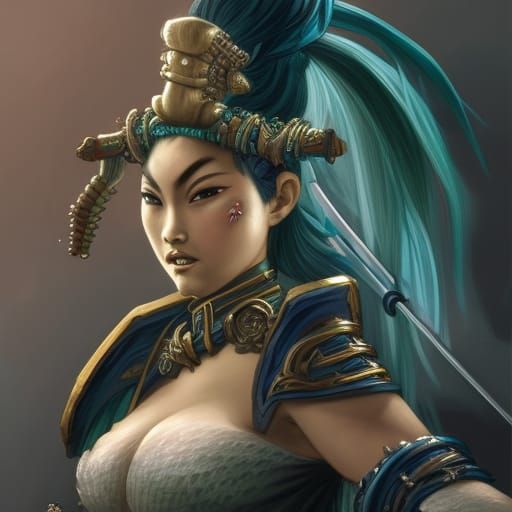 Female Triton Samurai in Shogun Armor