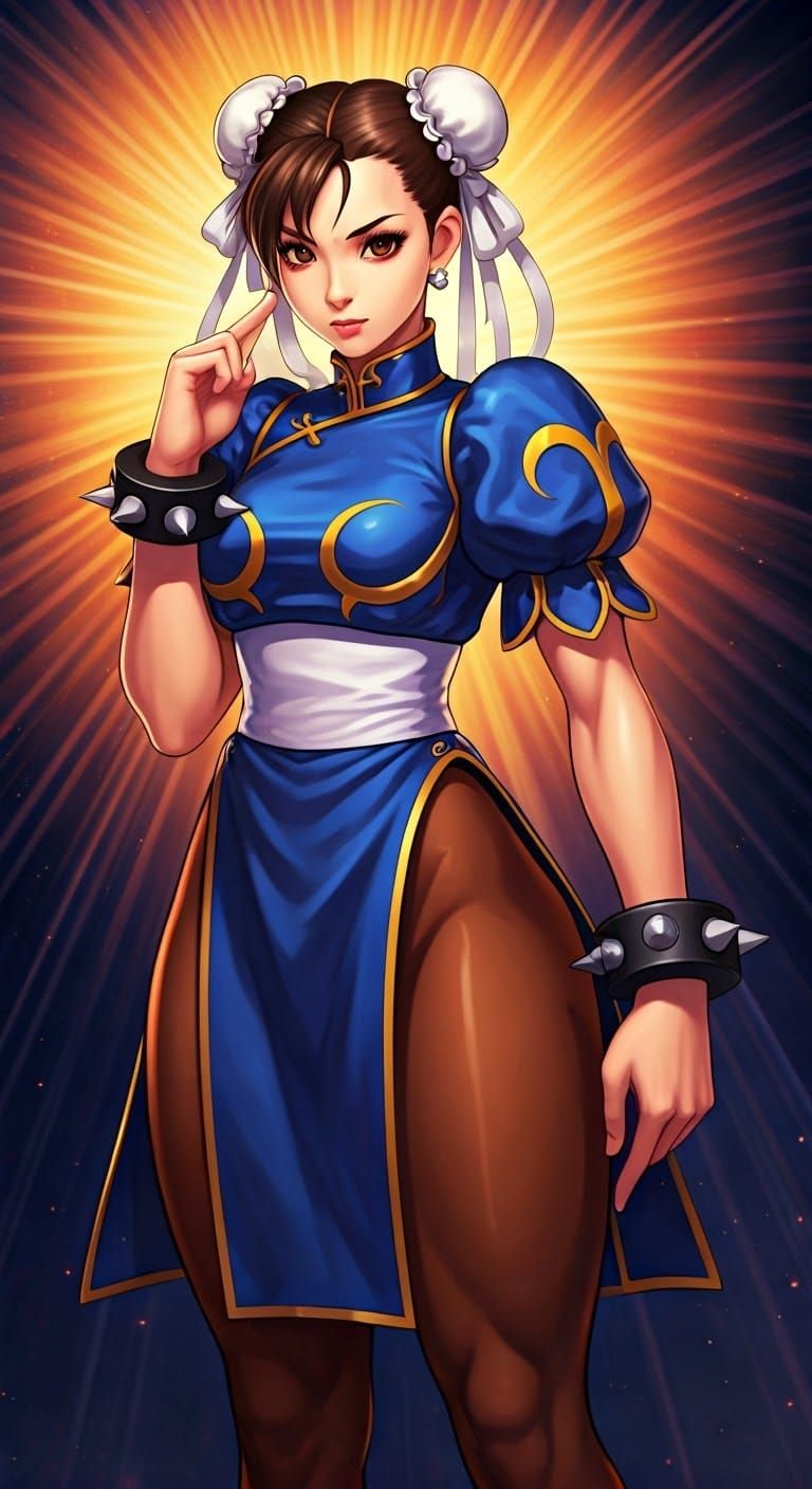 Anime Chun-Li in Vibrant Panoramic View