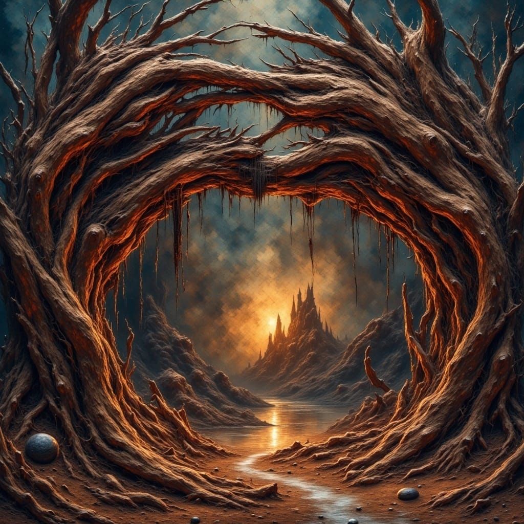 Grungy Oil Painting of Fortellini Pasta