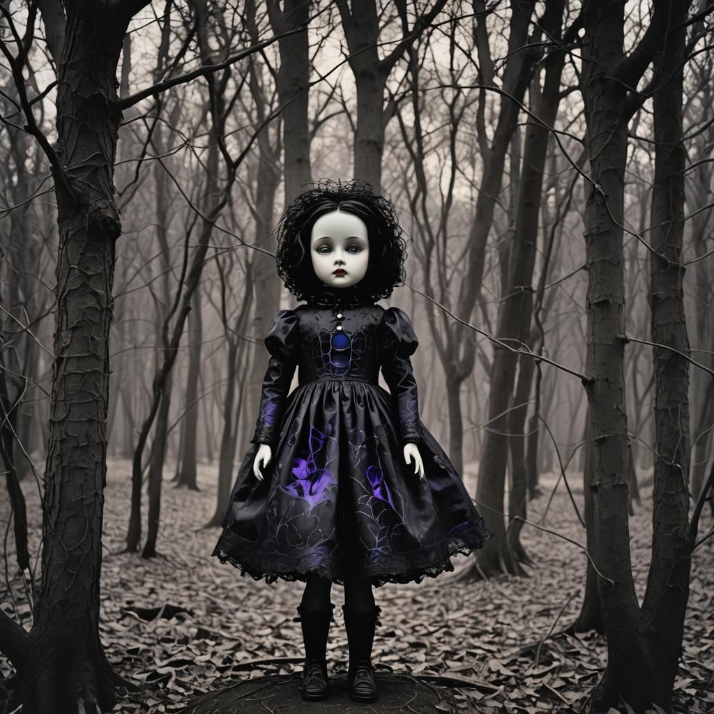 Goth Doll with Cubist Features and Fairy Wings