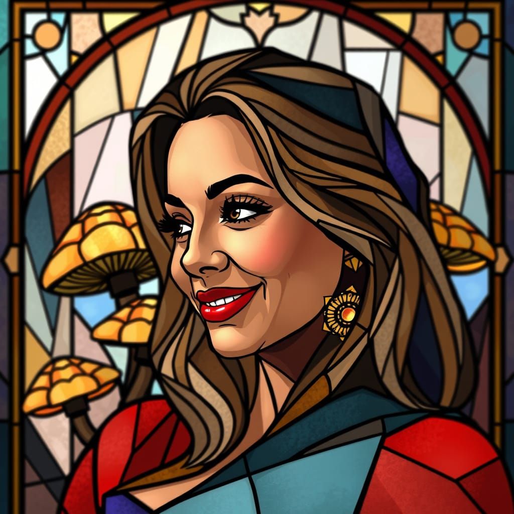 Mariah Carey as Stained Glass in Neo-Cubist Style
