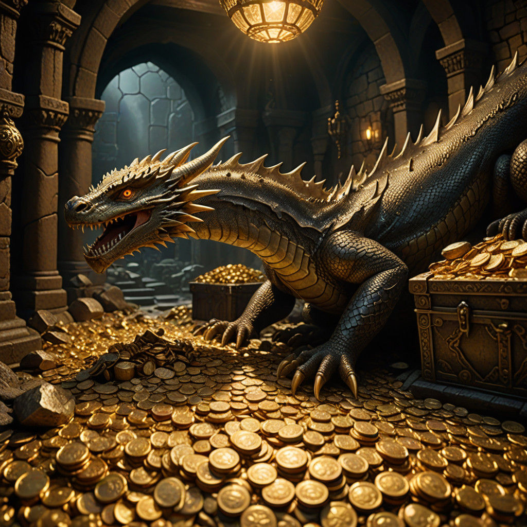 Smaug the Dragon Glorious in Golden Riches