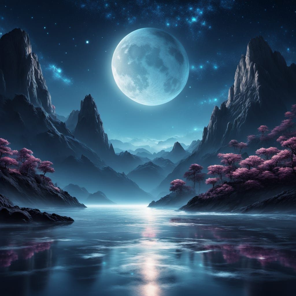 Ethereal Cosmic Meeting of Earth and Galaxy in Vibrant Digit...