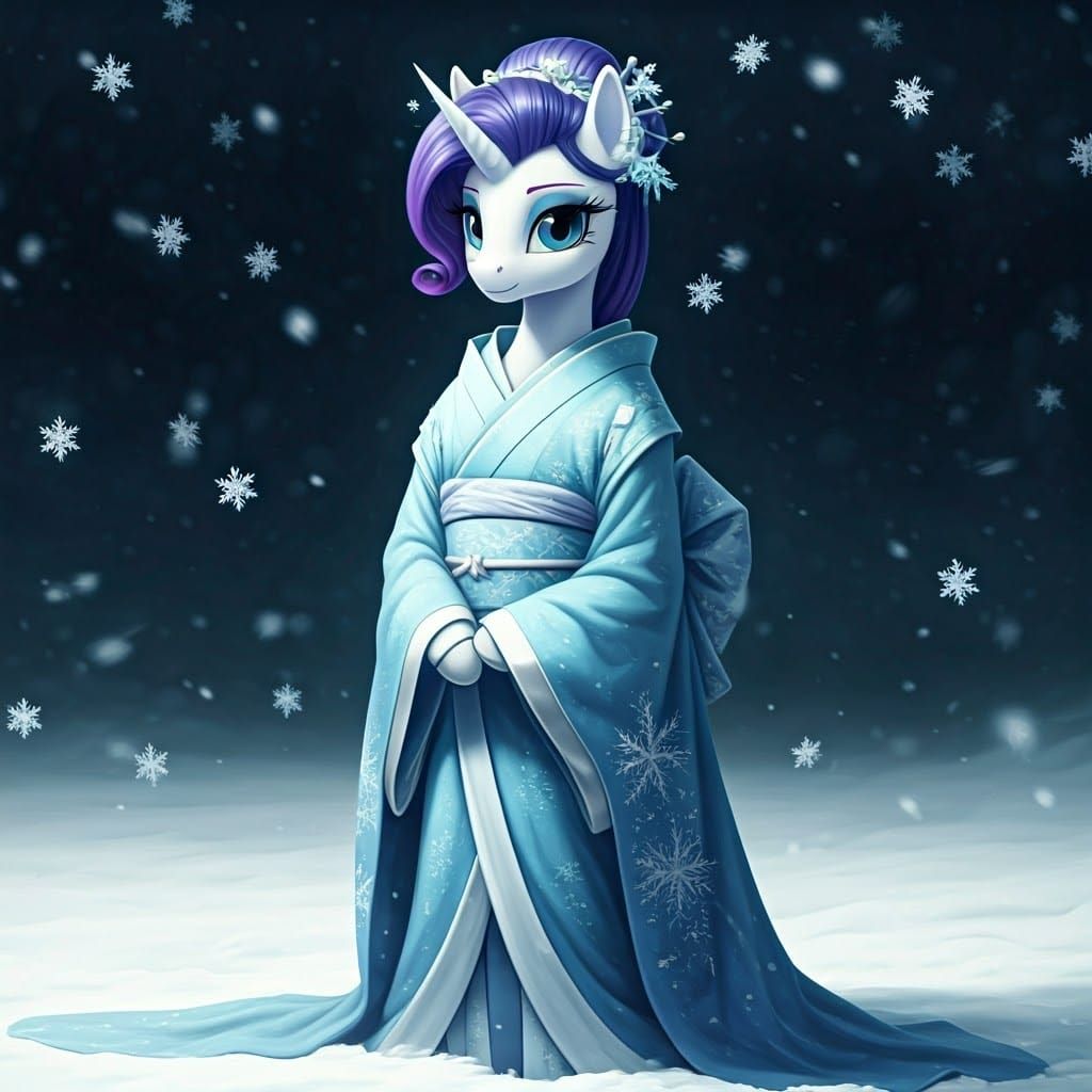 Winter Geisha in Icy Kimono
