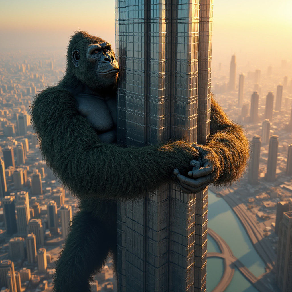King Kong Climbs Burj Khalifa: 8k Unreal Engine Render