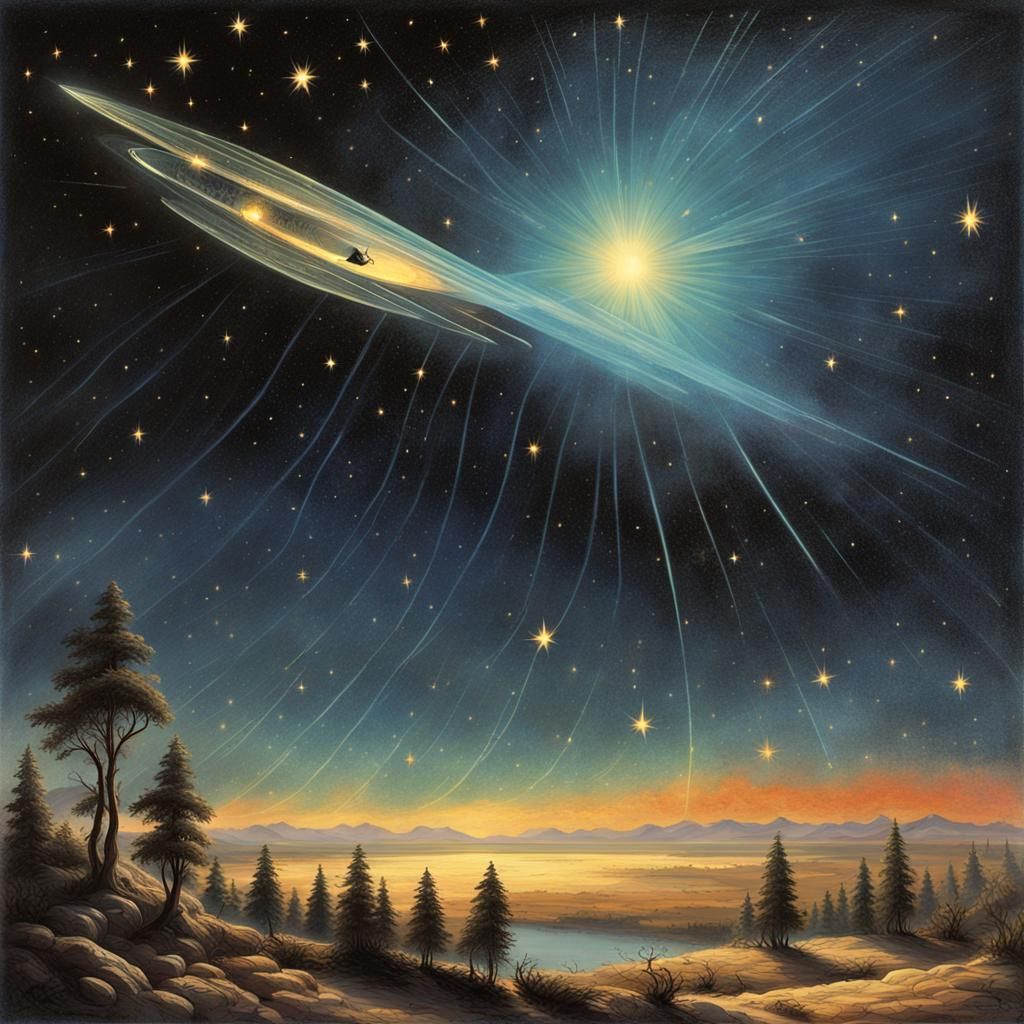 Unidentified Craft Illuminates Starry Night Sky