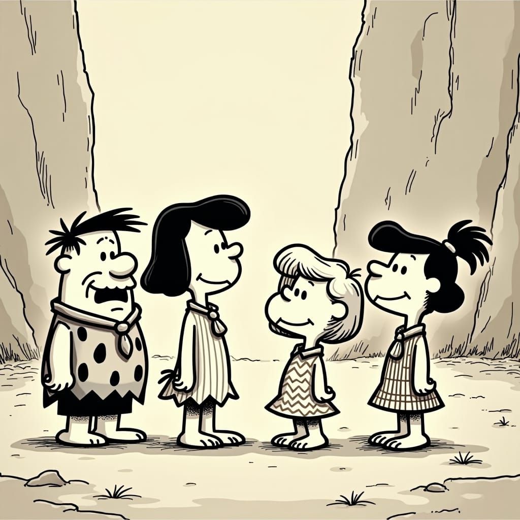 Flintstones Meet Peanuts: A Nostalgic Stone Age Comic