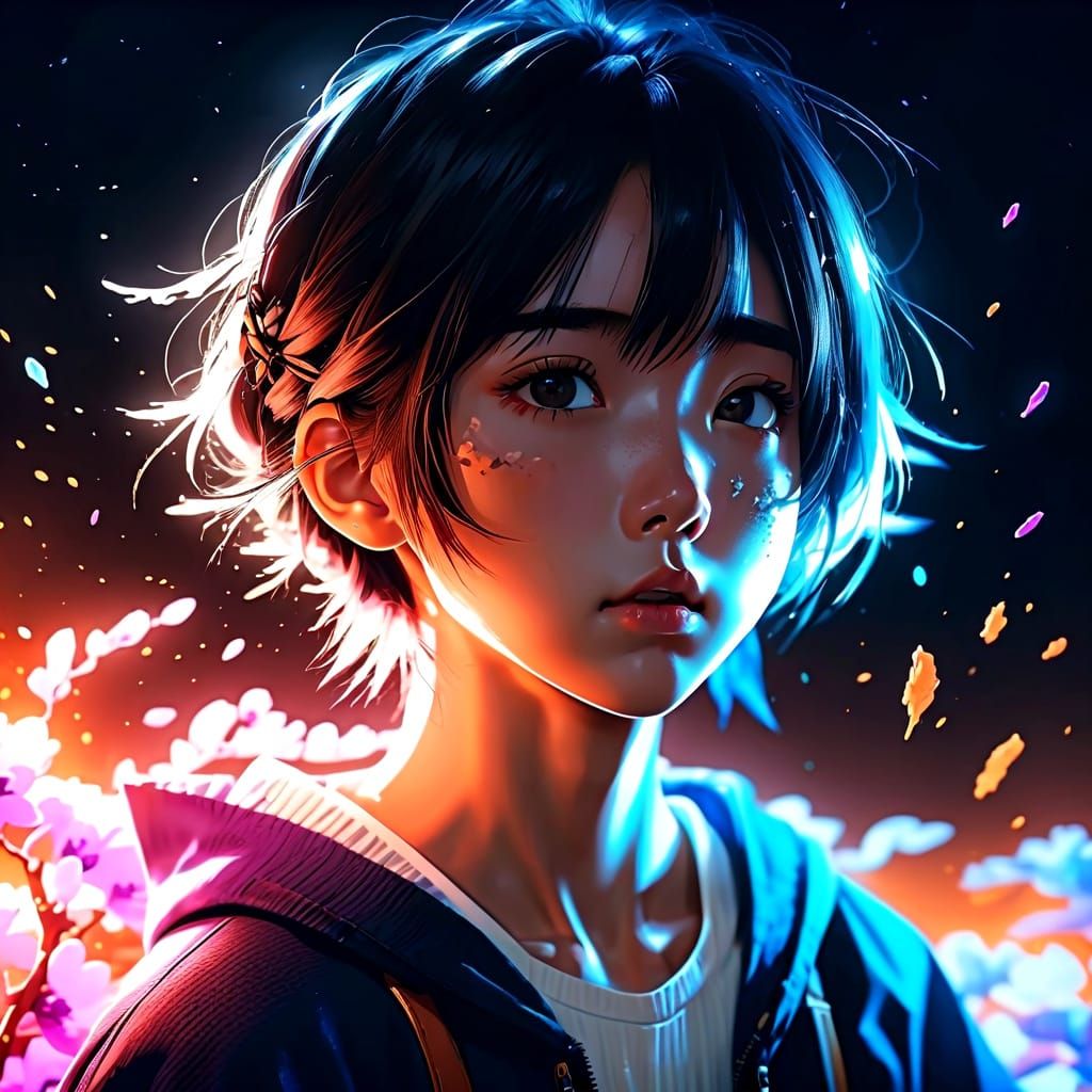 Hyperrealistic Anime Art of a Person Breathing In