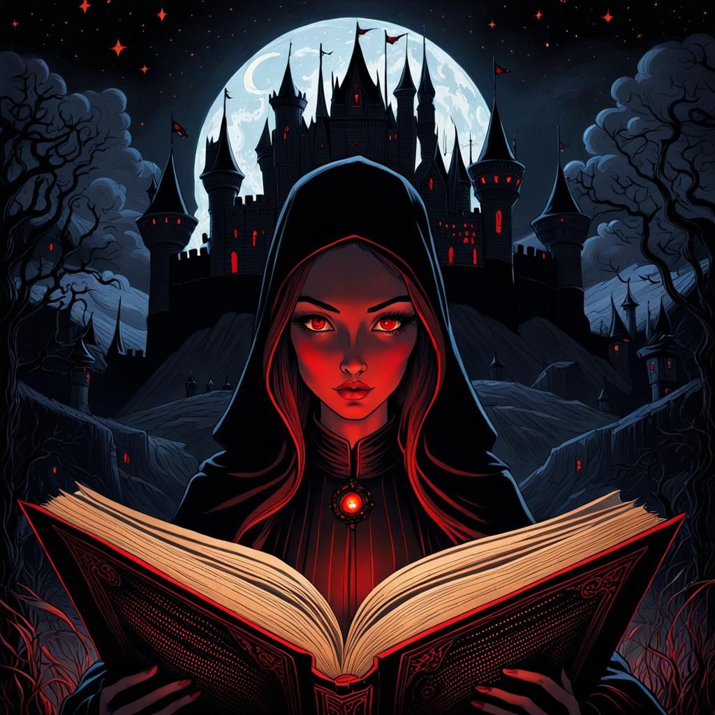 Maleficent Portrait in Dark Fairy Tale Book