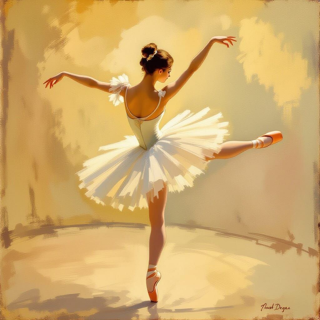 Ballerina's Arabesque: An Impressionistic Dance in Golden Li...