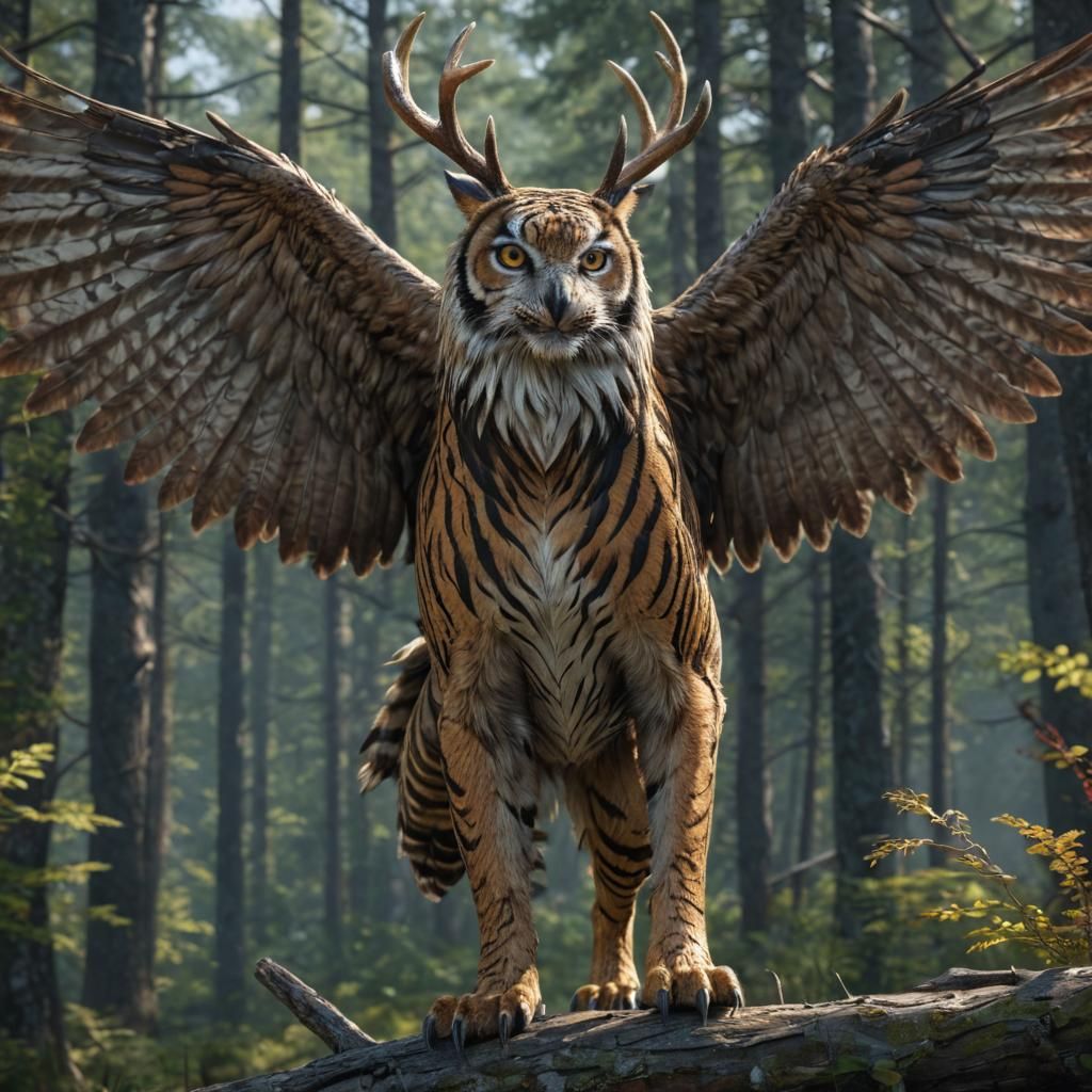 The Tigowler (Tiger + Owl + Deer)