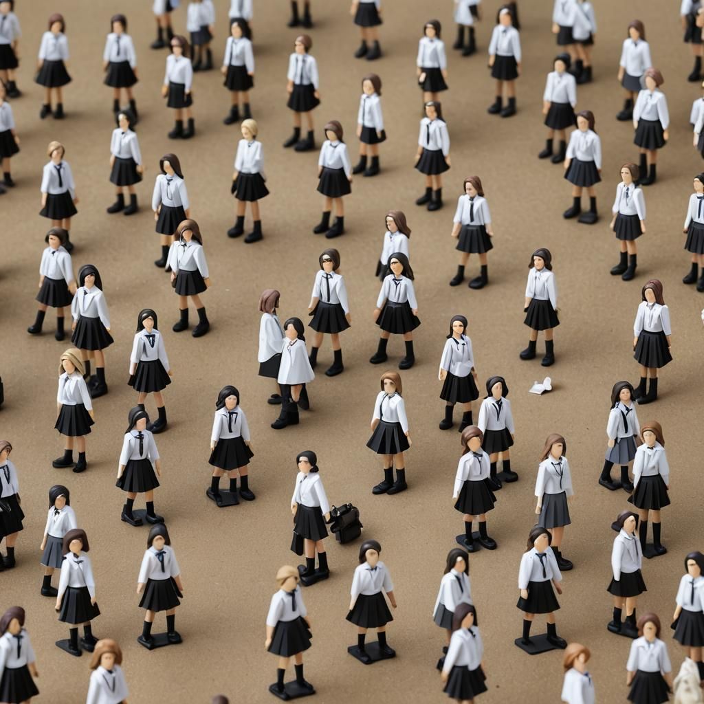 Schoolgirls Assemble at Kynance Cove in Origami Style