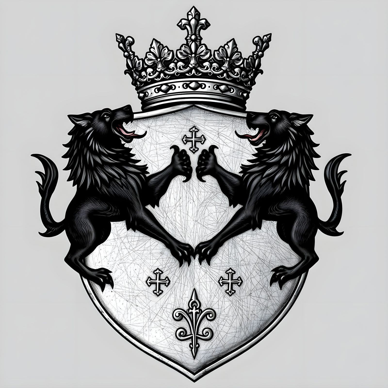 Medieval Catalan Shield with Black Wolves