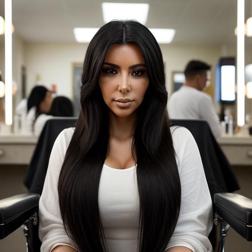 Kim Kardashian in Barber Chair: Realistic Photo