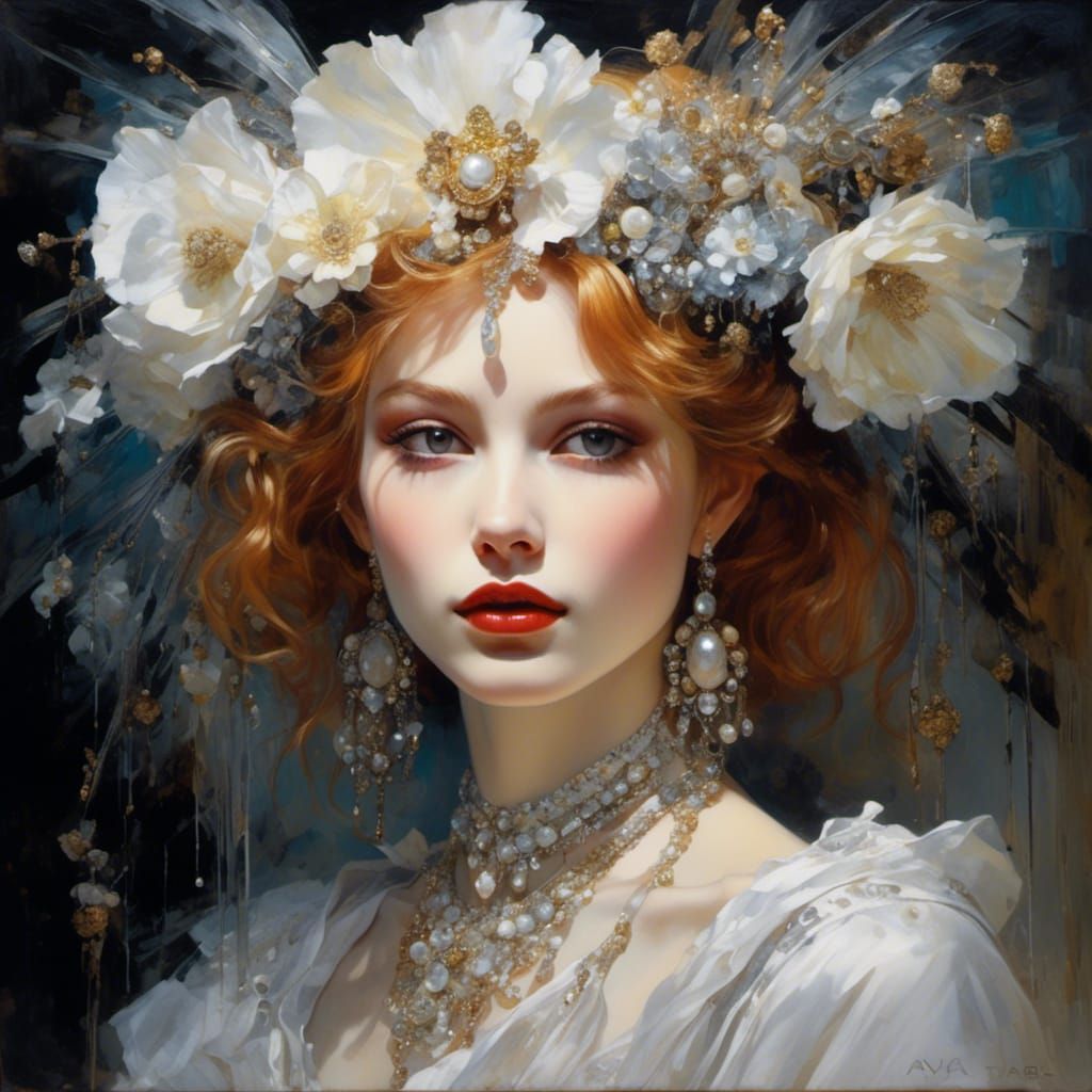 Gothic Oil Portrait of a Noble Woman